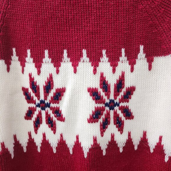 Vintage1970's Maroon & White Snowflake Pattern Ski Sweater by JC Penney - Picture 14 of 15